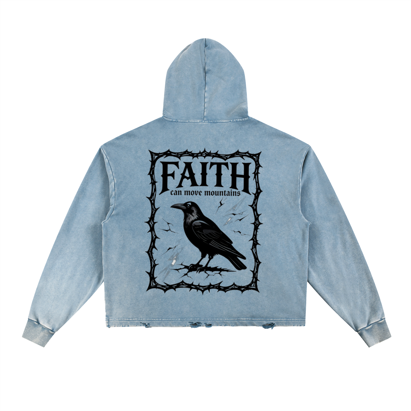 Vintage Washed Frayed-Hem Hoodie