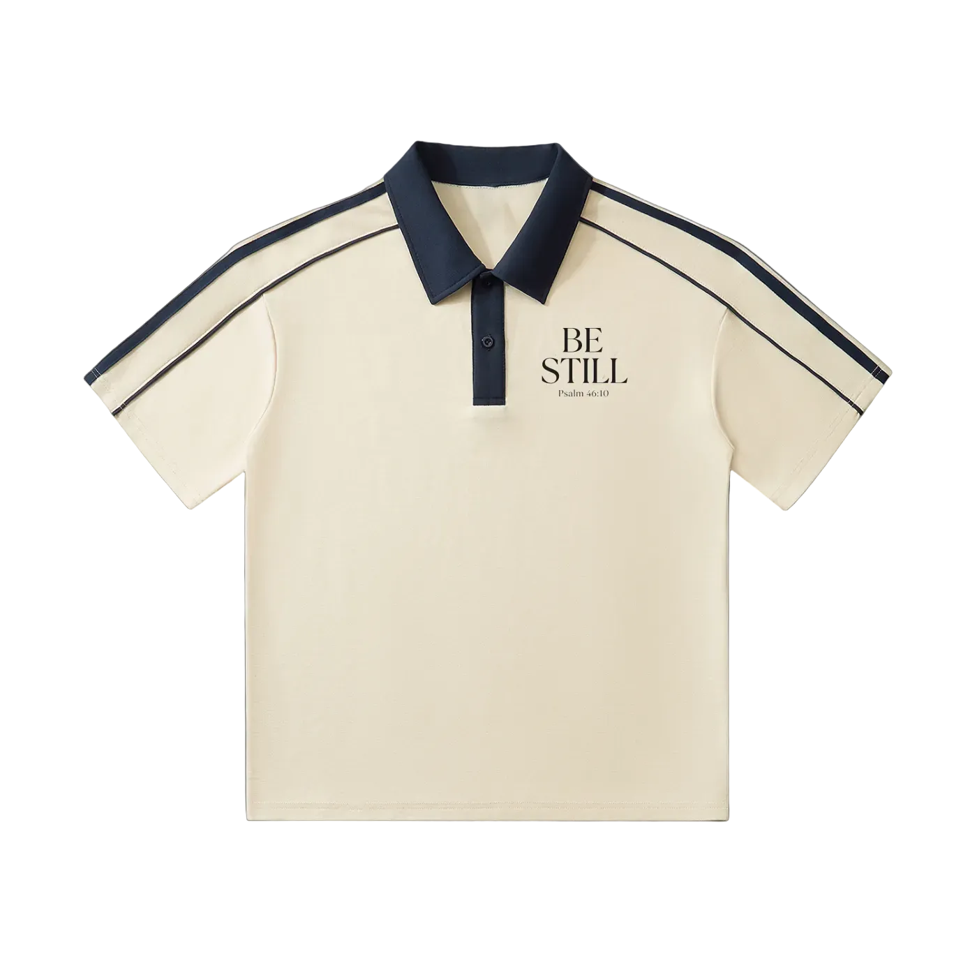 BE STILL Contrast Collar Short-Sleeve Polo Shirt