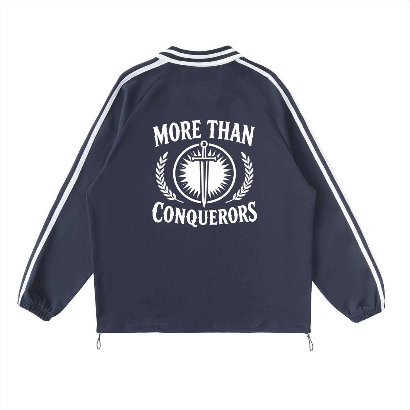 MORE THAN CONQUERORSContrast Striped Lapel Collar Sweatshirt