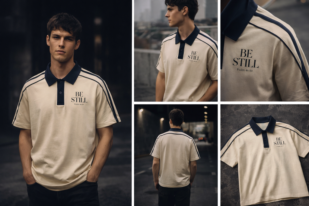 BE STILL Contrast Collar Short-Sleeve Polo Shirt