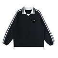 MORE THAN CONQUERORSContrast Striped Lapel Collar Sweatshirt