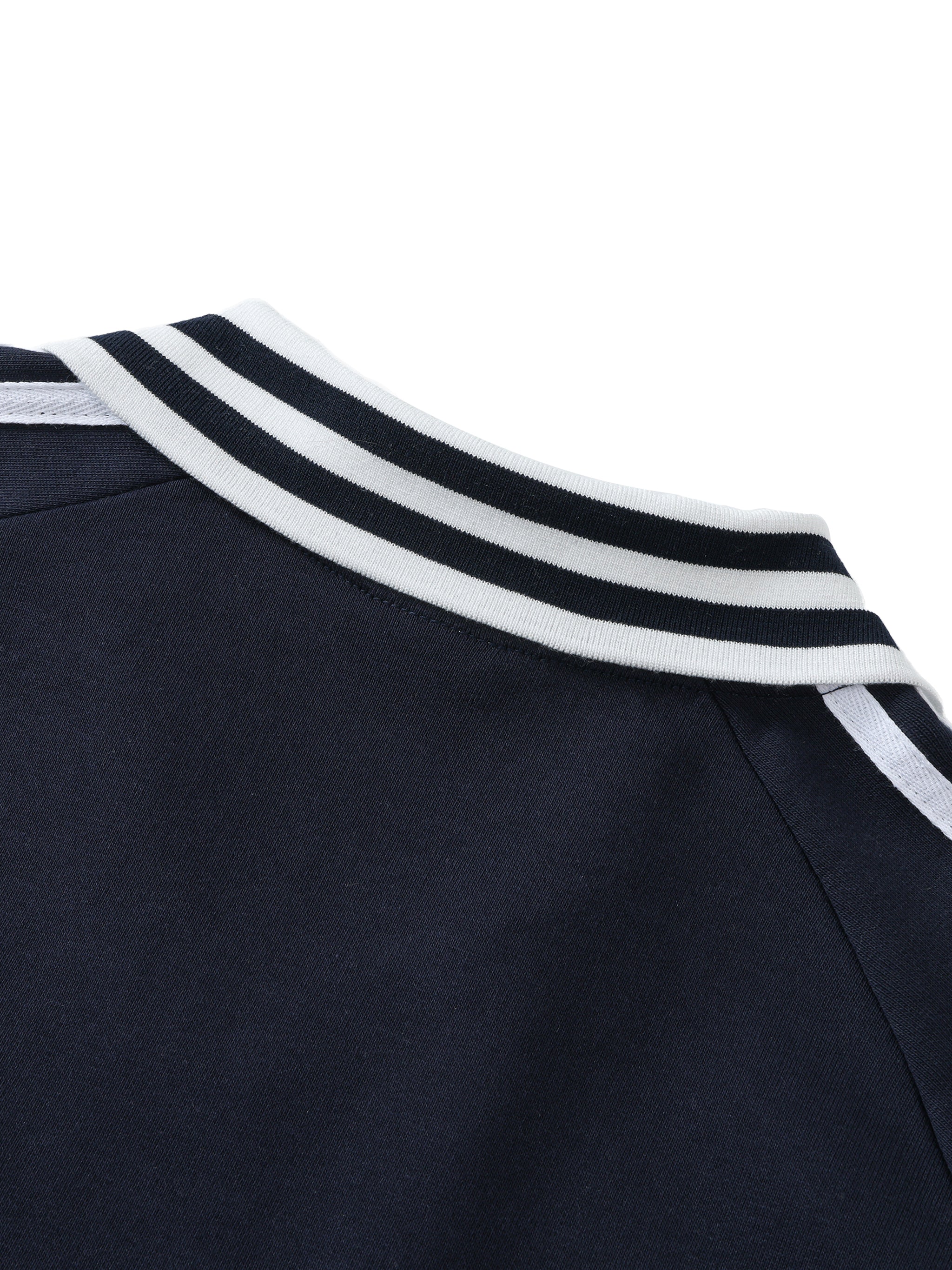 MORE THAN CONQUERORSContrast Striped Lapel Collar Sweatshirt
